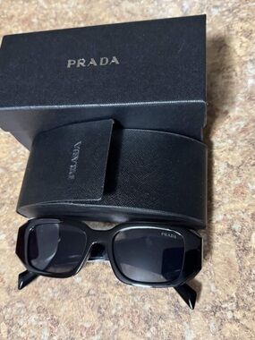 Prada Black Rectangular Men’s Sunglasses with Branded Case